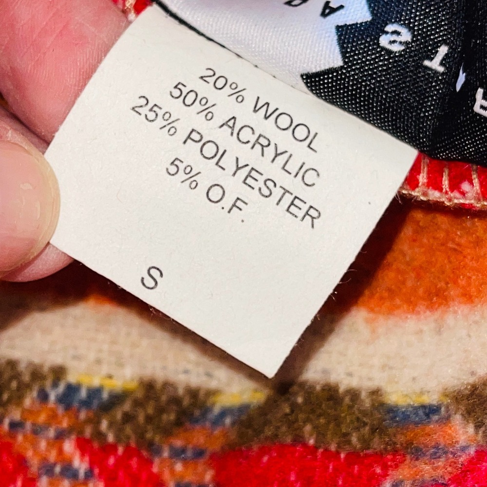 RHONDA STARK USA Made Southwest Geometric Blanket Print Peplum Jacket Blazer S - Picture 9 of 11